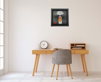 One Love Pop Art Can (True Yellow) with Wild Daisy Canvas with Float Frame