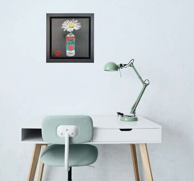 One Love Pop Art Can (Aqua) with Wild Daisy Canvas with Float Frame