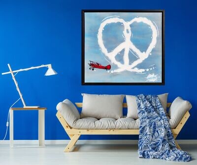 CND Hearts Plane on Canvas with Float Frame