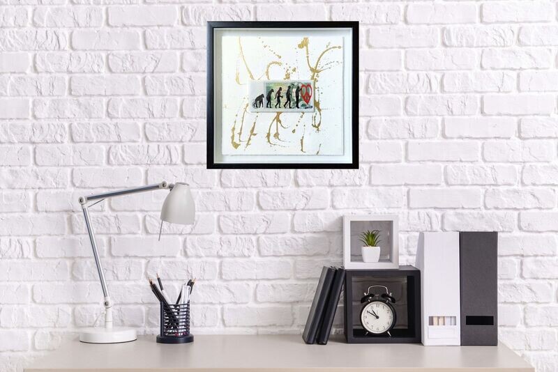 'Revolution of a Street Artist Pound Note' Hand Sprayed Framed on to 24Kt Gold Splashes - Black Frame
