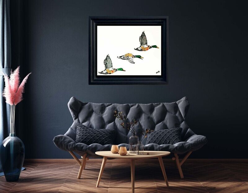 Bullet Proof Ducks Hand Sprayed Art on Bockingford  Paper