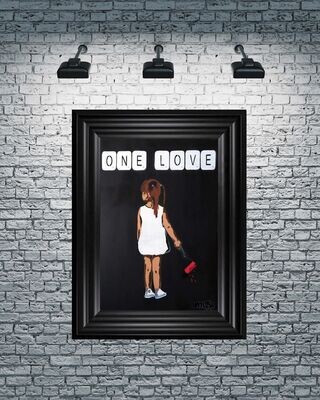 One Love Tiles Girl - Limited Edition A1 On Black Board