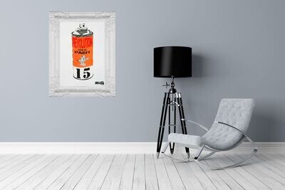 Revolution Spray Paint Can (Orange) - Limited Edition (Previously Framed) On White Board