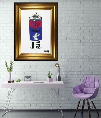 Revolution Spray Paint Can (Purple) - Limited Edition (Previously Framed) On White Board