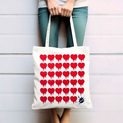 Dripping Red Hearts Tote Bag