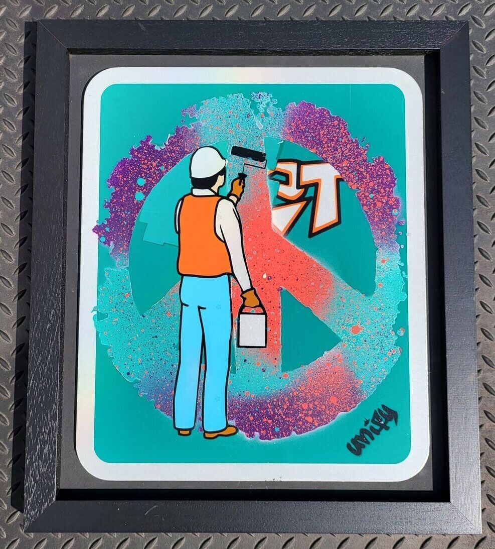 Love Peace Anti-Graffiti Sign 180 Colours Framed - Reloved Series