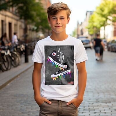 Dripping Paint Sneakers Youth T-Shirt Original Artwork by Unify