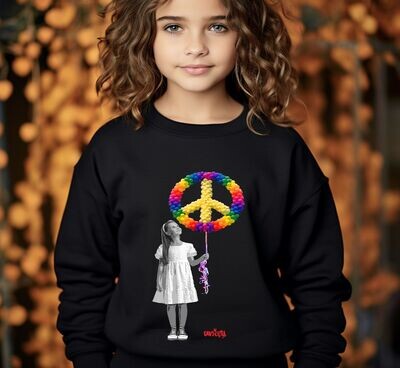 Peace Balloons Girl Youth Sweatshirt Original Artwork by Unify