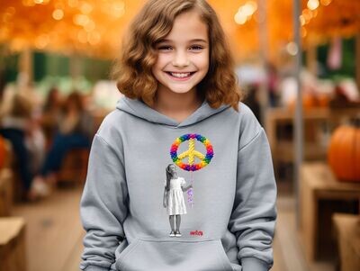Peace Balloons Girl Youth Hoodie Original Artwork by Unify