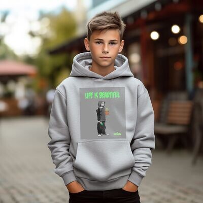 Life is Beautiful Youth Hoodie Original Artwork by Unify