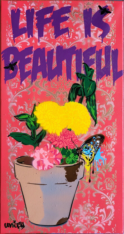 Life is Beautiful Canvas Hot Pink