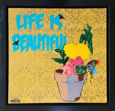 Life is Beautiful Canvas Mustard Yellow