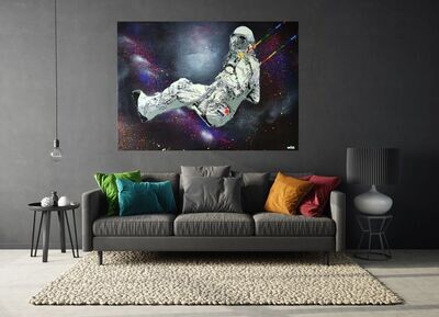 One Love Astro Chimp on Swing Canvas