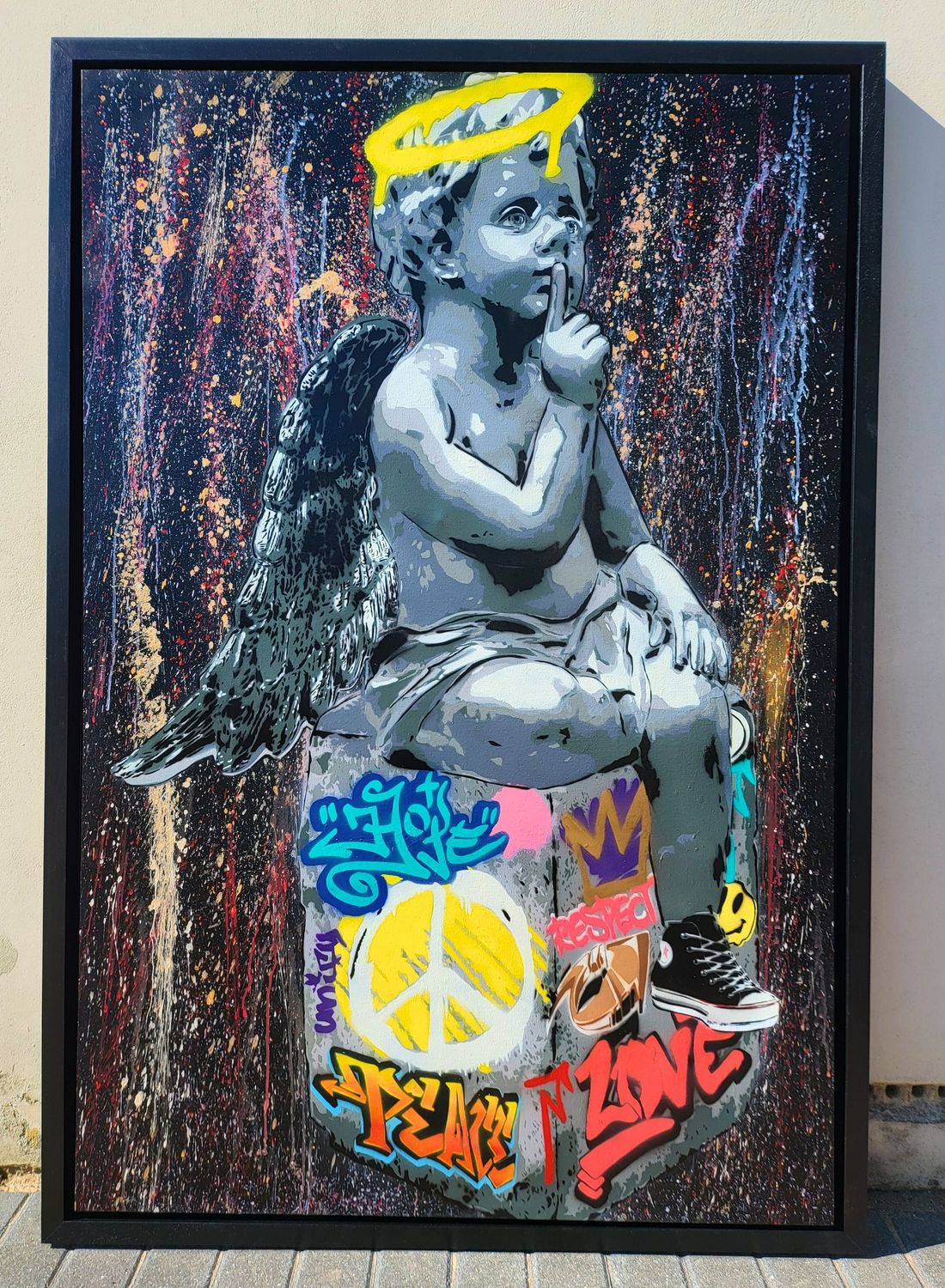 Cupid Peace Boy with Float Frame