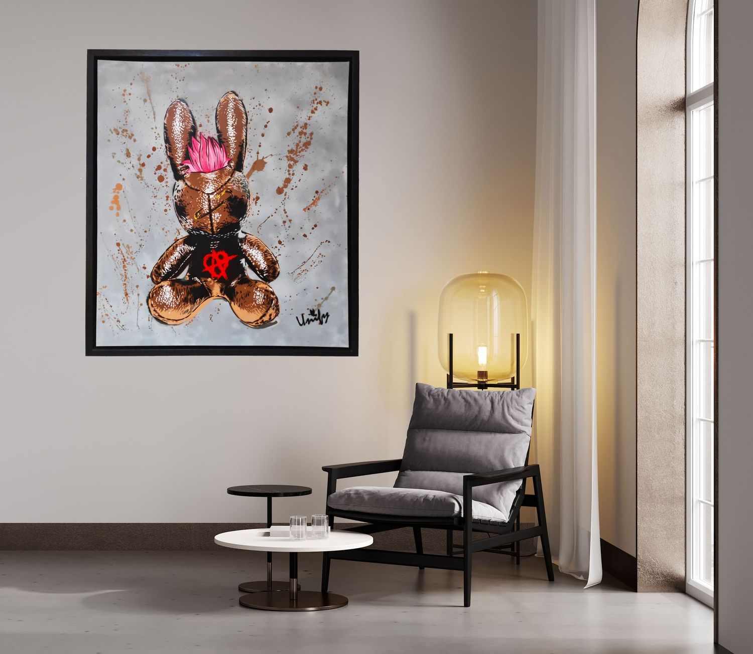 Chocolate Brown Anarchy Bunny with Float Frame