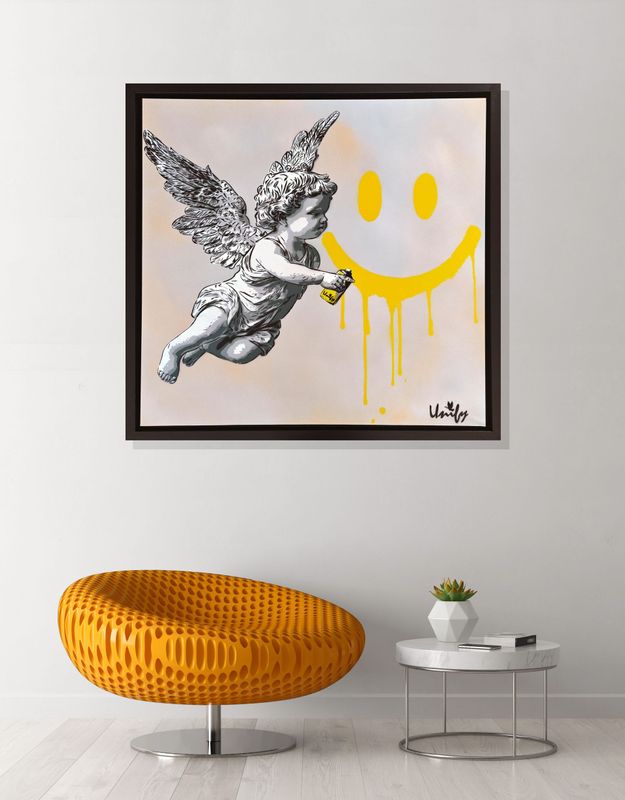 Paint Me A Smile Cherub - Orange Canvas