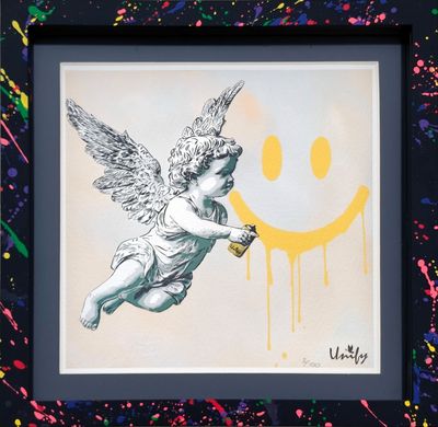 Paint Me A Smile Cherub - Orange Print No.2 With Splash Frame Paint Me A Smile Cherub - Orange Print No.2 With Splash Frame