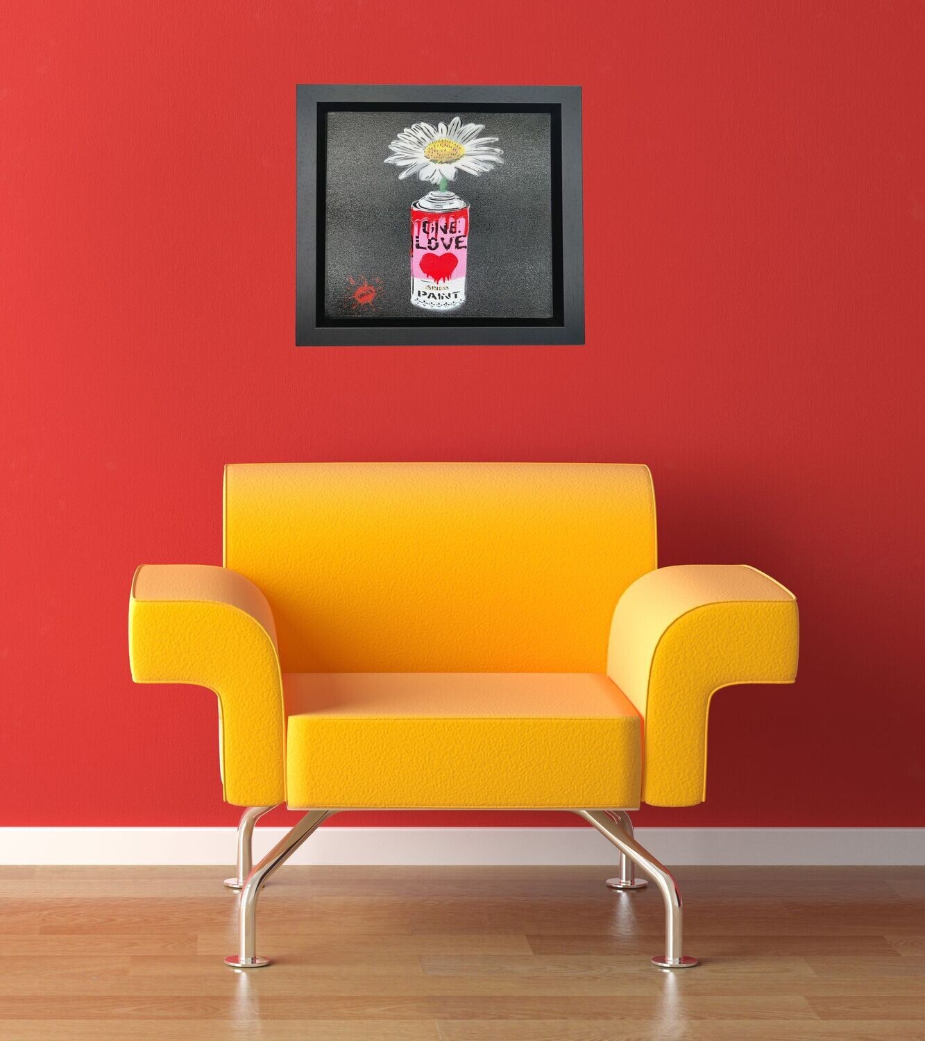 One Love Pop Art Can (Joker Pink) with Wild Daisy Canvas with Float Frame One Love Pop Art Can (Joker Pink) with Wild Daisy Canvas with Float Frame