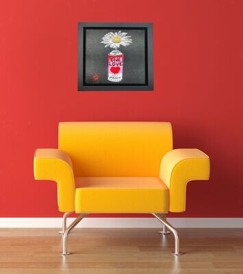 One Love Pop Art Can (Joker Pink) with Wild Daisy Canvas with Float Frame One Love Pop Art Can (Joker Pink) with Wild Daisy Canvas with Float Frame
