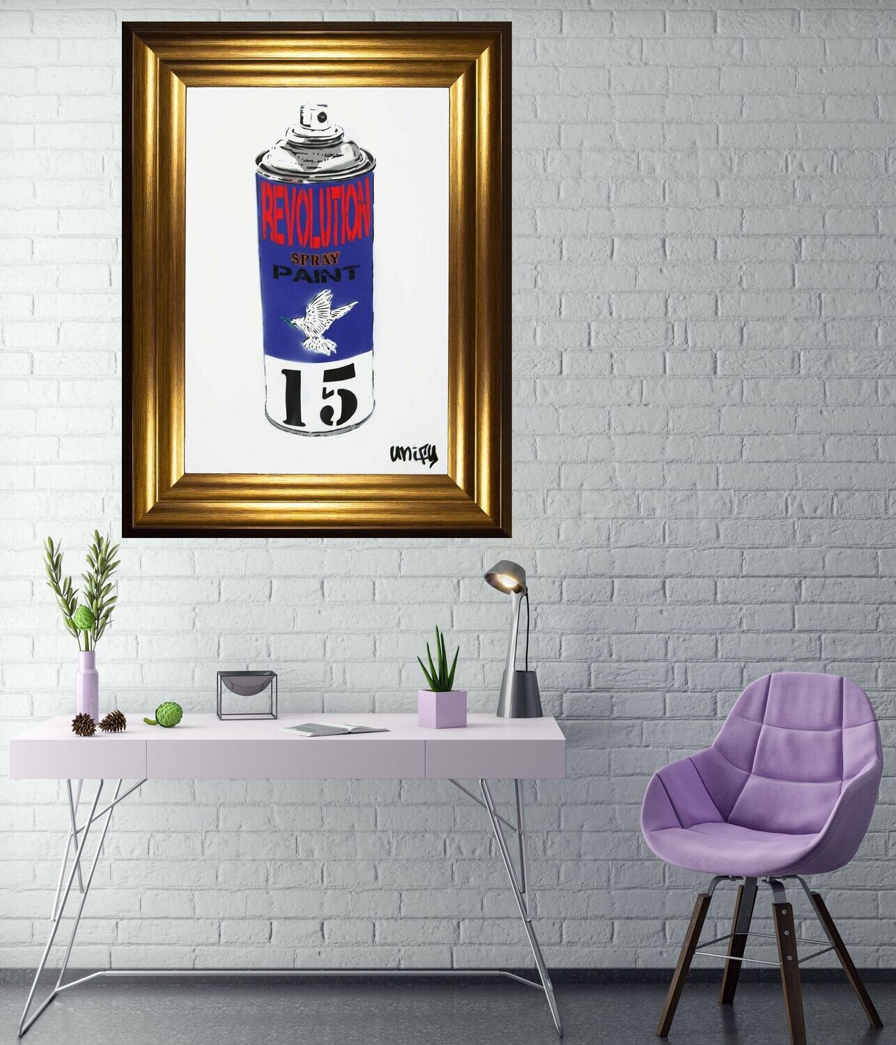 Revolution Spray Paint Can (Purple) - Limited Edition (Previously Framed) On White Board Revolution Spray Paint Can (Purple) - Limited Edition (Previously Framed) On White Board