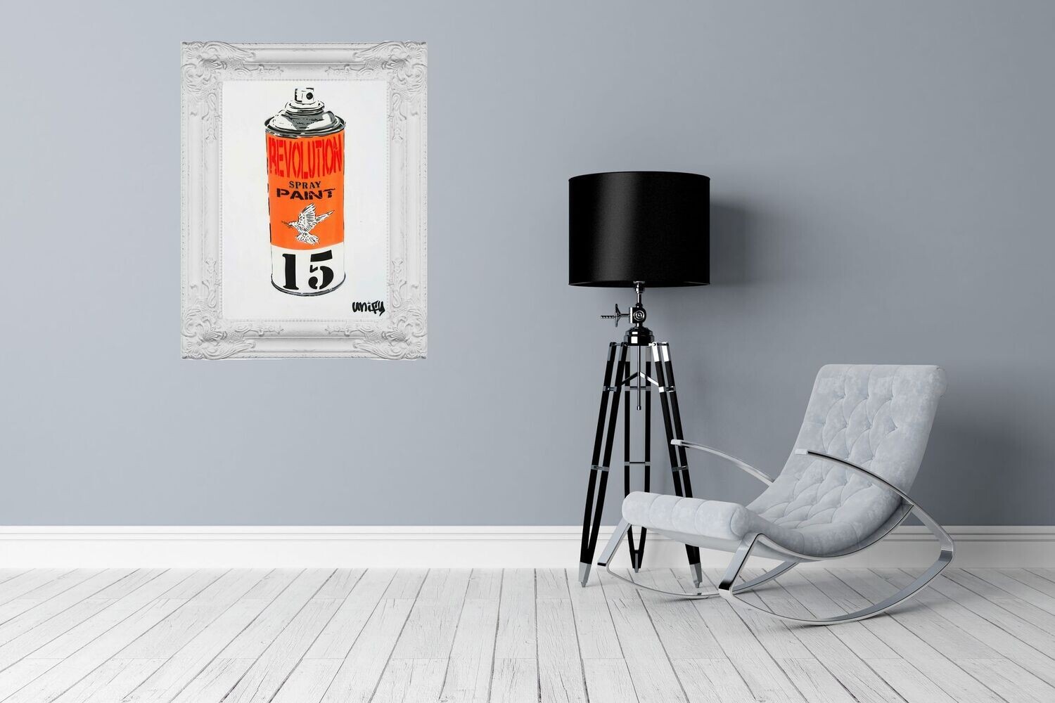 Revolution Spray Paint Can (Orange) - Limited Edition (Previously Framed) On White Board Revolution Spray Paint Can (Orange) - Limited Edition (Previously Framed) On White Board