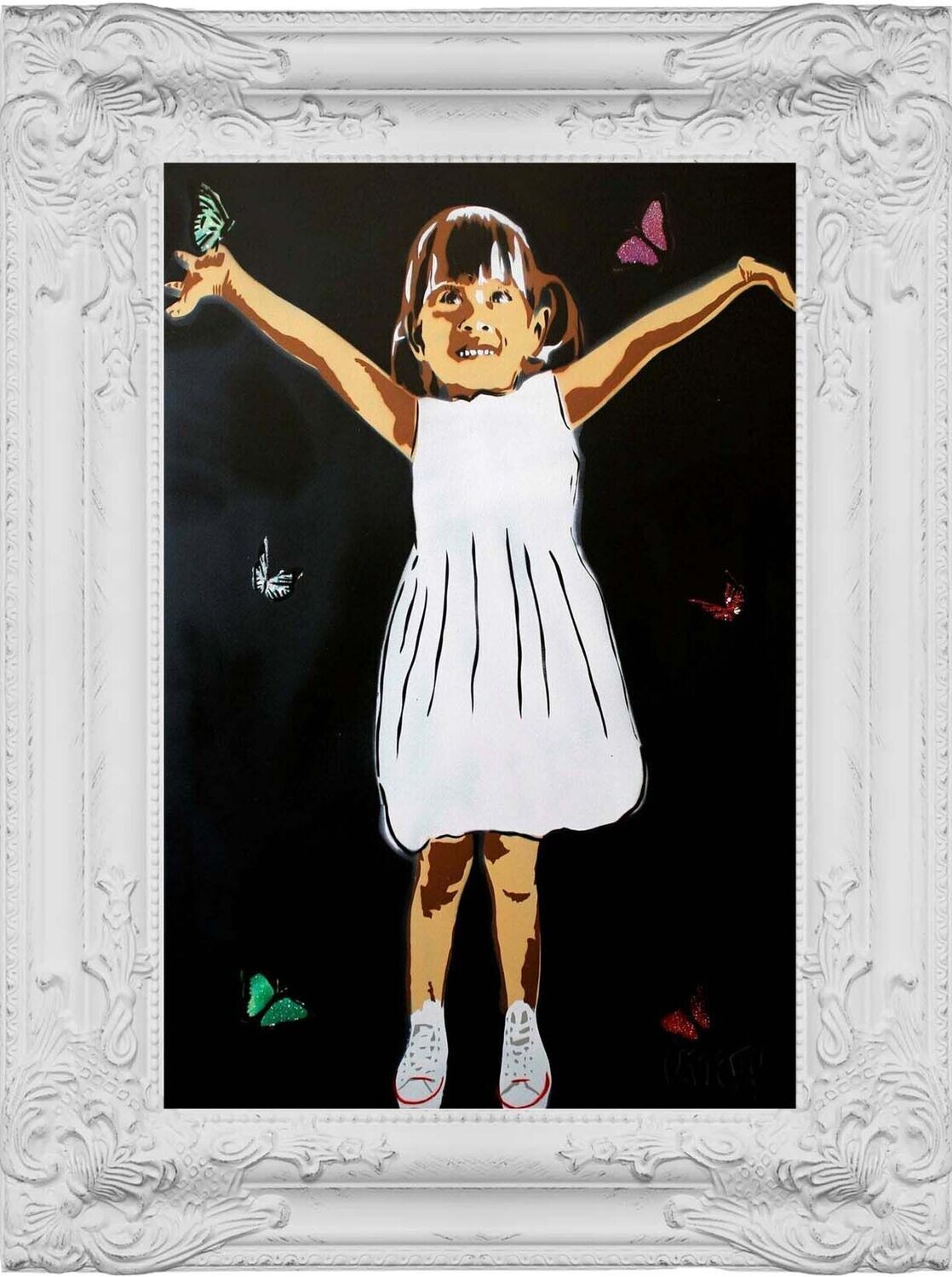 Butterfly Girl - Limited Edition (Previously Framed) On Black Board Butterfly Girl - Limited Edition (Previously Framed) On Black Board