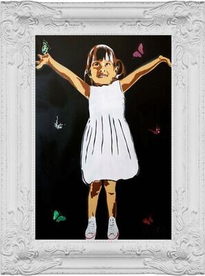 Butterfly Girl - Limited Edition (Previously Framed) On Black Board Butterfly Girl - Limited Edition (Previously Framed) On Black Board