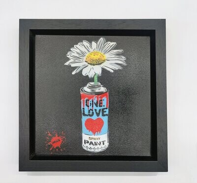 One Love Pop Art Can (Babylon Blue) with Wild Daisy Canvas with Float Frame One Love Pop Art Can (Babylon Blue) with Wild Daisy Canvas with Float Frame