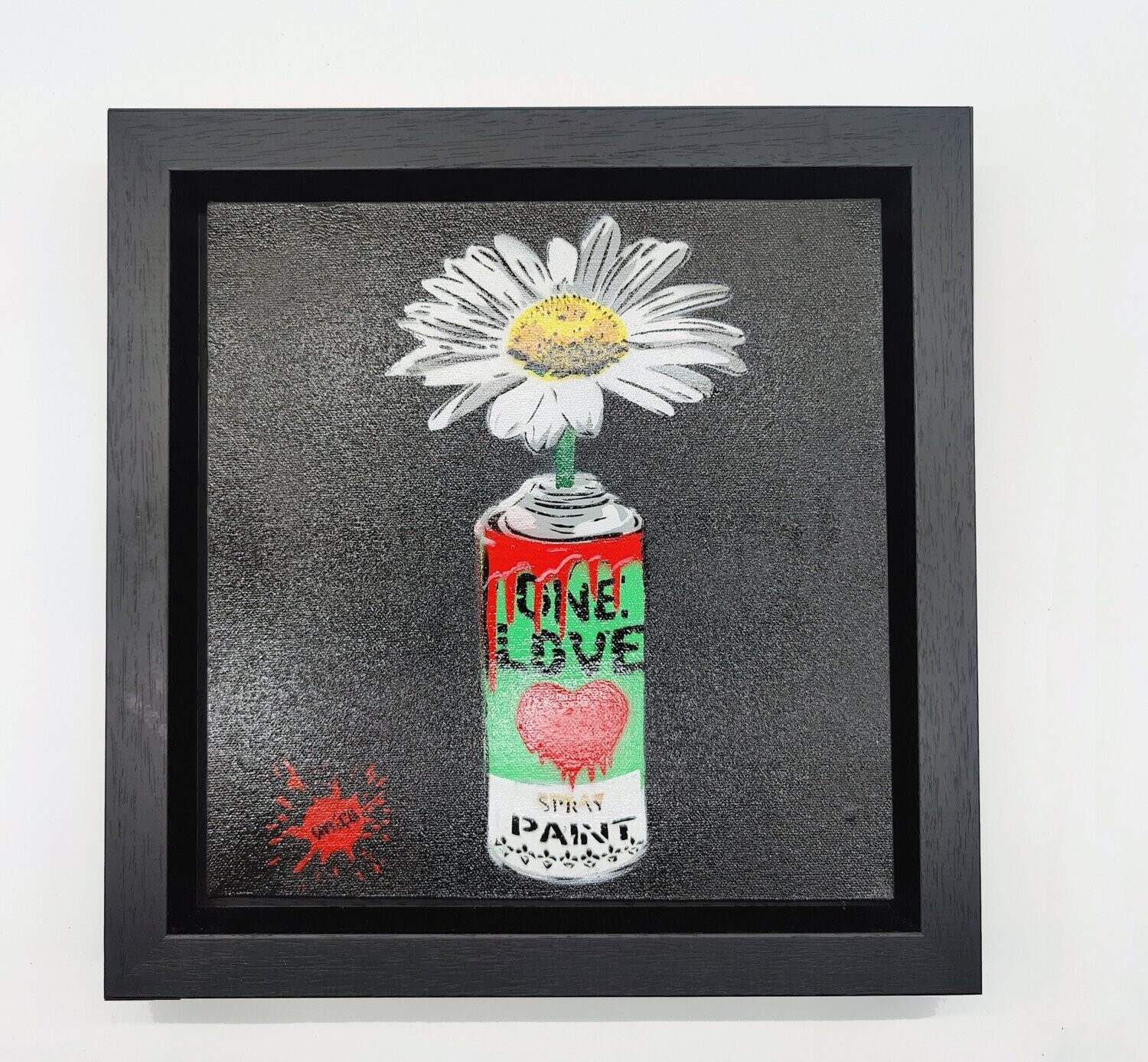 One Love Pop Art Can (Mystic Green) with Wild Daisy Canvas with Float Frame One Love Pop Art Can (Mystic Green) with Wild Daisy Canvas with Float Frame