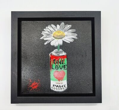 One Love Pop Art Can (Mystic Green) with Wild Daisy Canvas with Float Frame One Love Pop Art Can (Mystic Green) with Wild Daisy Canvas with Float Frame