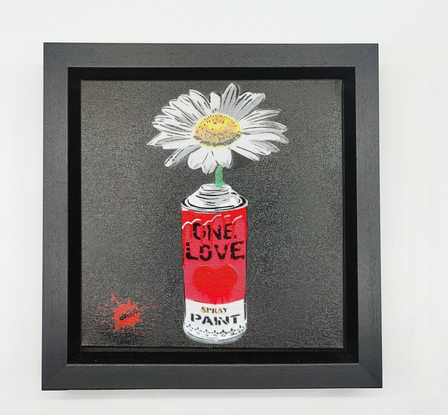 One Love Pop Art Can (Strawberry Pink) with Wild Daisy Canvas with Float Frame One Love Pop Art Can (Strawberry Pink) with Wild Daisy Canvas with Float Frame