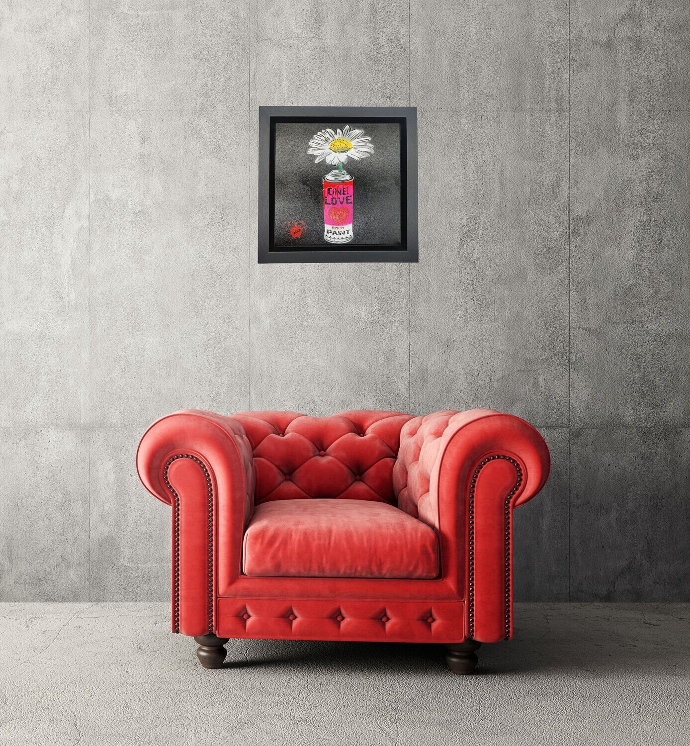 One Love Pop Art Can ( Rosa Rosario Pink) with Wild Daisy Canvas with Float Frame One Love Pop Art Can ( Rosa Rosario Pink) with Wild Daisy Canvas with Float Frame