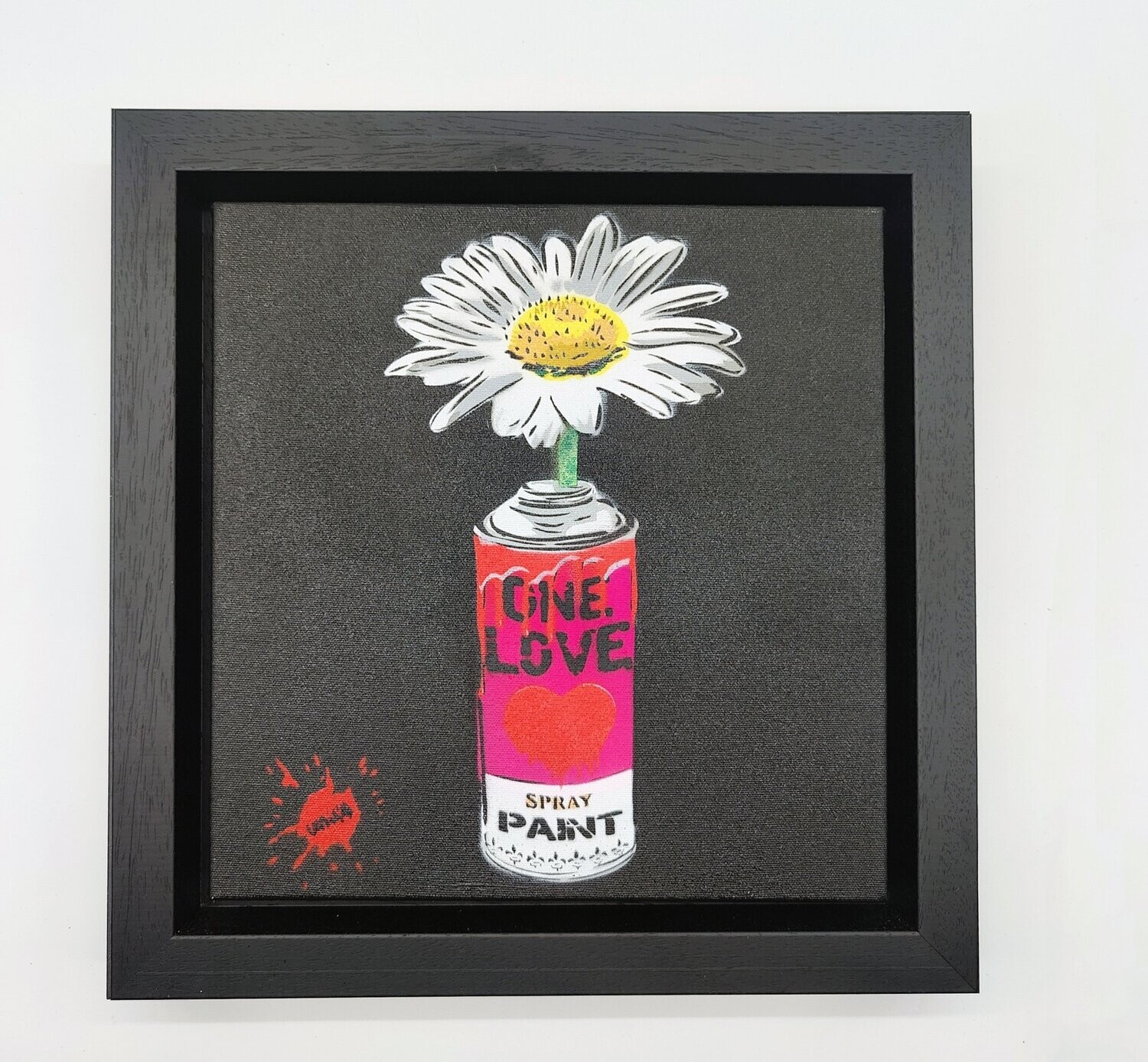 One Love Pop Art Can (Lollipop Pink) with Wild Daisy Canvas with Float Frame One Love Pop Art Can (Lollipop Pink) with Wild Daisy Canvas with Float Frame