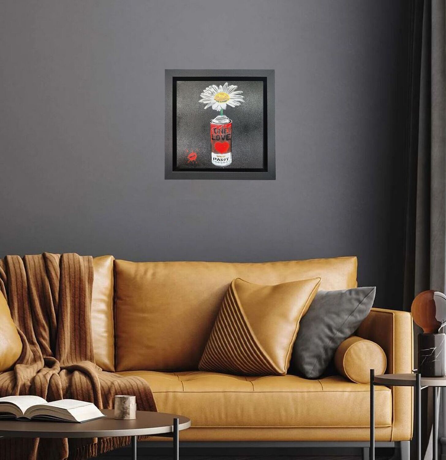 One Love Pop Art Can (Gondala Brown) with Wild Daisy Canvas with Float Frame One Love Pop Art Can (Gondala Brown) with Wild Daisy Canvas with Float Frame