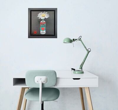 One Love Pop Art Can (Aqua) with Wild Daisy Canvas with Float Frame One Love Pop Art Can (Aqua) with Wild Daisy Canvas with Float Frame