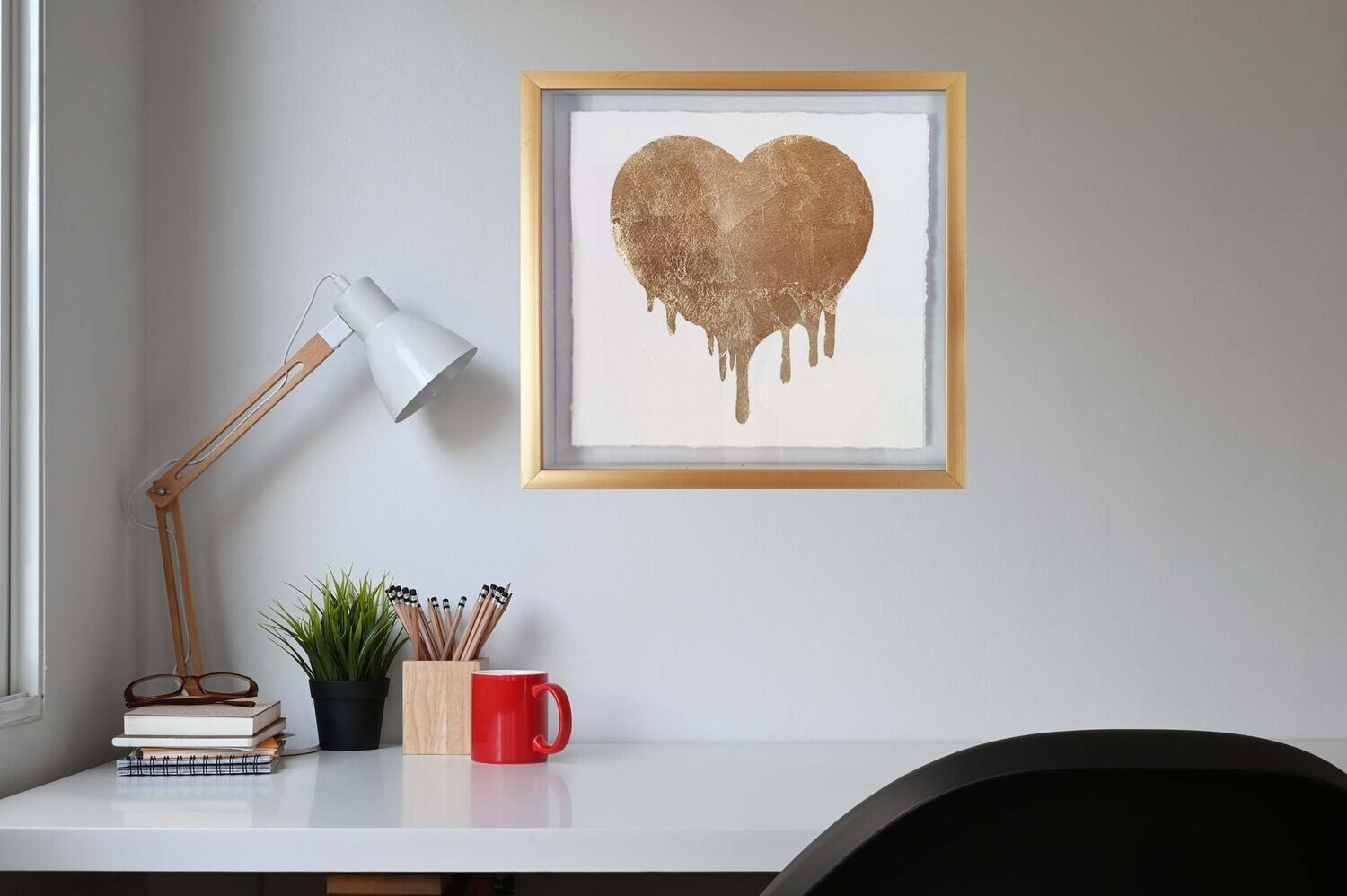 '24Kt Gold Dripping Heart' - Gold Frame '24Kt Gold Dripping Heart' - Gold Frame