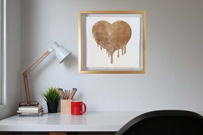 '24Kt Gold Dripping Heart' - Gold Frame '24Kt Gold Dripping Heart' - Gold Frame