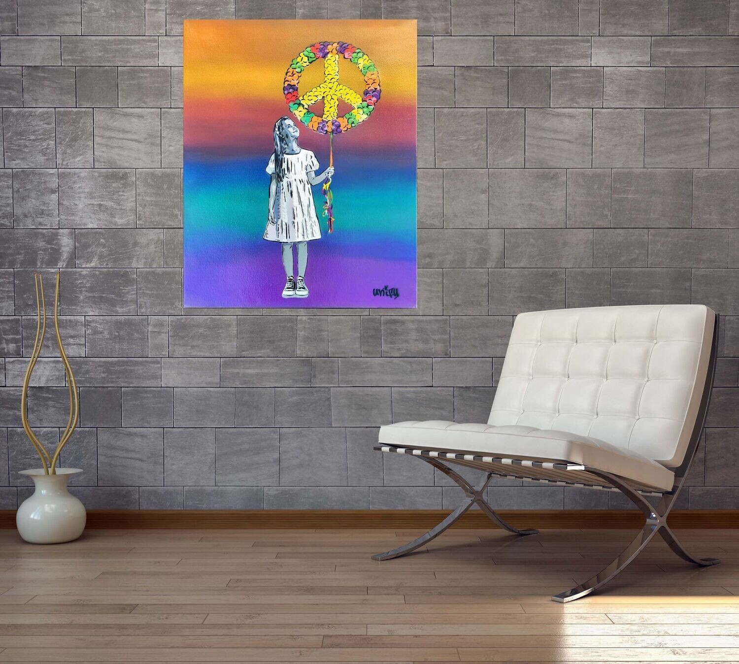 Peace Balloons Girl Rainbow Peace Canvas Peace Balloons Girl Rainbow Peace Canvas