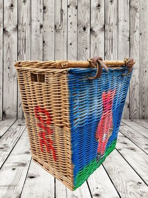 Handpainted Dripping Hearts Picnic Hamper Handpainted Dripping Hearts Picnic Hamper