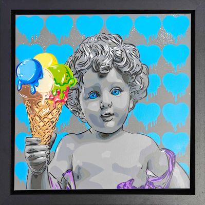 Pick a Flava Cherub Canvas in Float Frame Pick a Flava Cherub Canvas in Float Frame