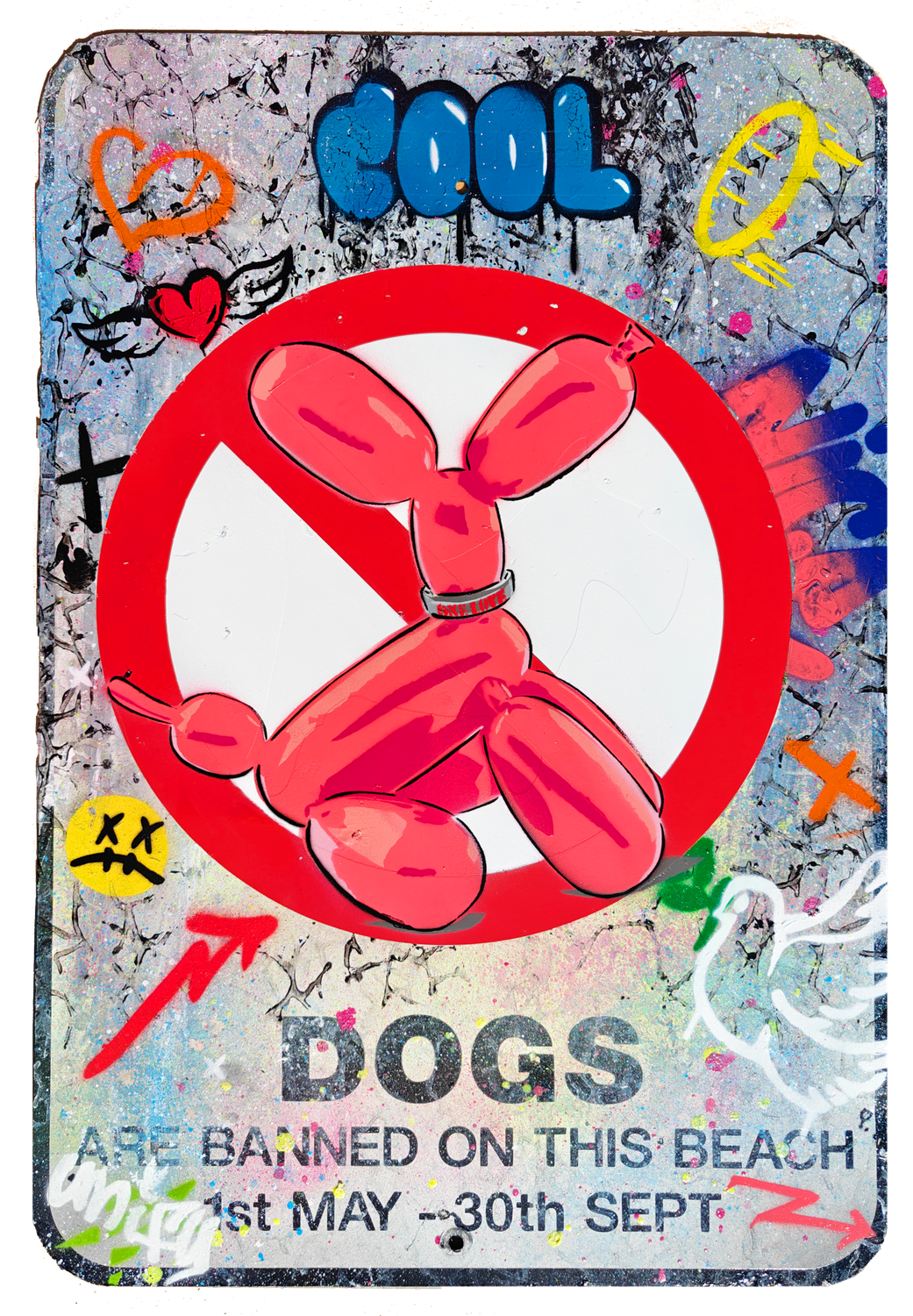 One Love Balloon Dawg on Reclaimed Sign