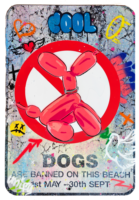 One Love Balloon Dawg on Reclaimed Sign