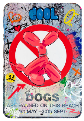 One Love Balloon Dawg on Reclaimed Sign One Love Balloon Dawg on Reclaimed Sign