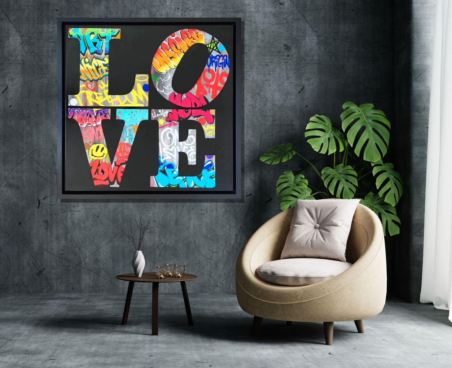 Graffiti Love Blocks on Canvas