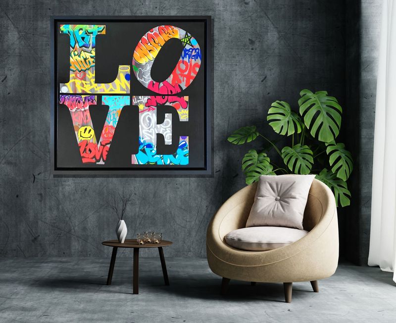 Graffiti Love Blocks on Canvas