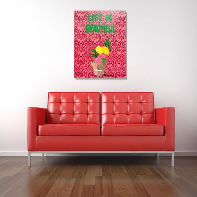 Life is Beautiful Canvas Hot Pink