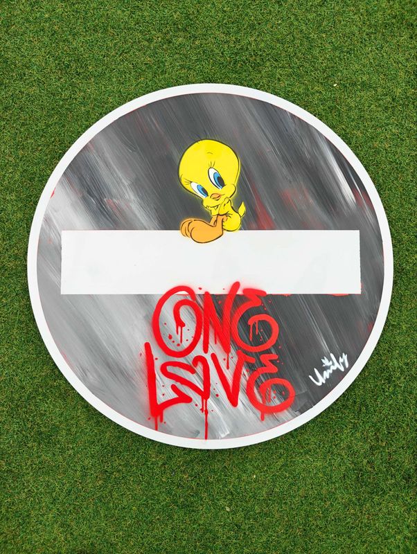 One Love Tweety Pie on No Entry Sign