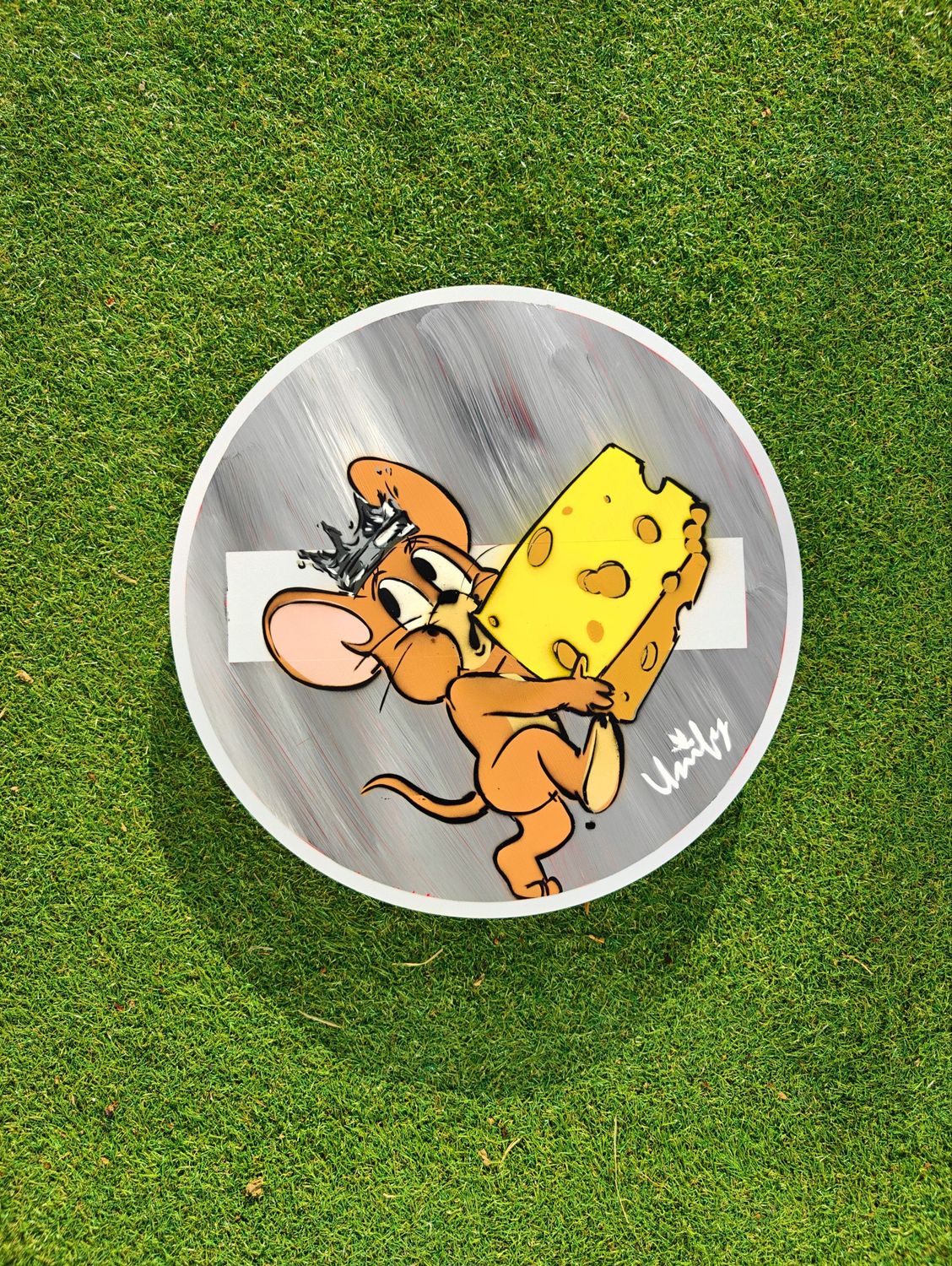 Jerry King of Cheese on a No Entry Sign