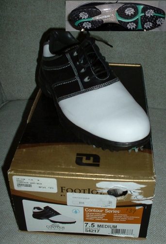 GOLF SHOES - FOOTJOY CONTOUR SERIES - MENS, WHT/BLK, NEW