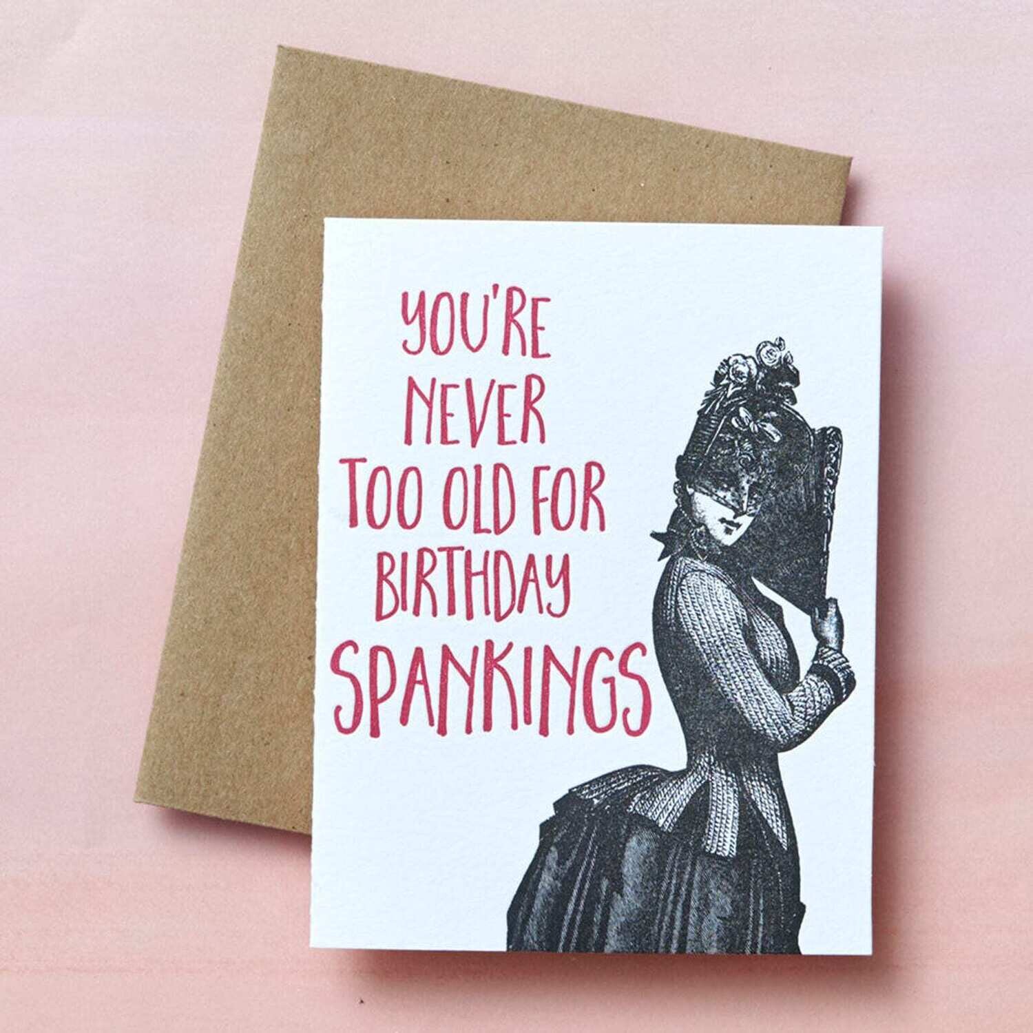 Too old spanking card